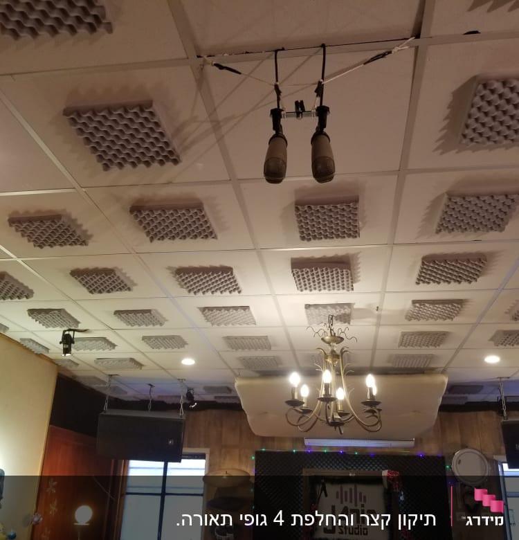 מיקרופונים תלויים מהתקרה עם חיווט חשמלי